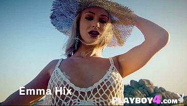 Petite blonde MILF Emma Hix passion outdoor posing session for the Playboy